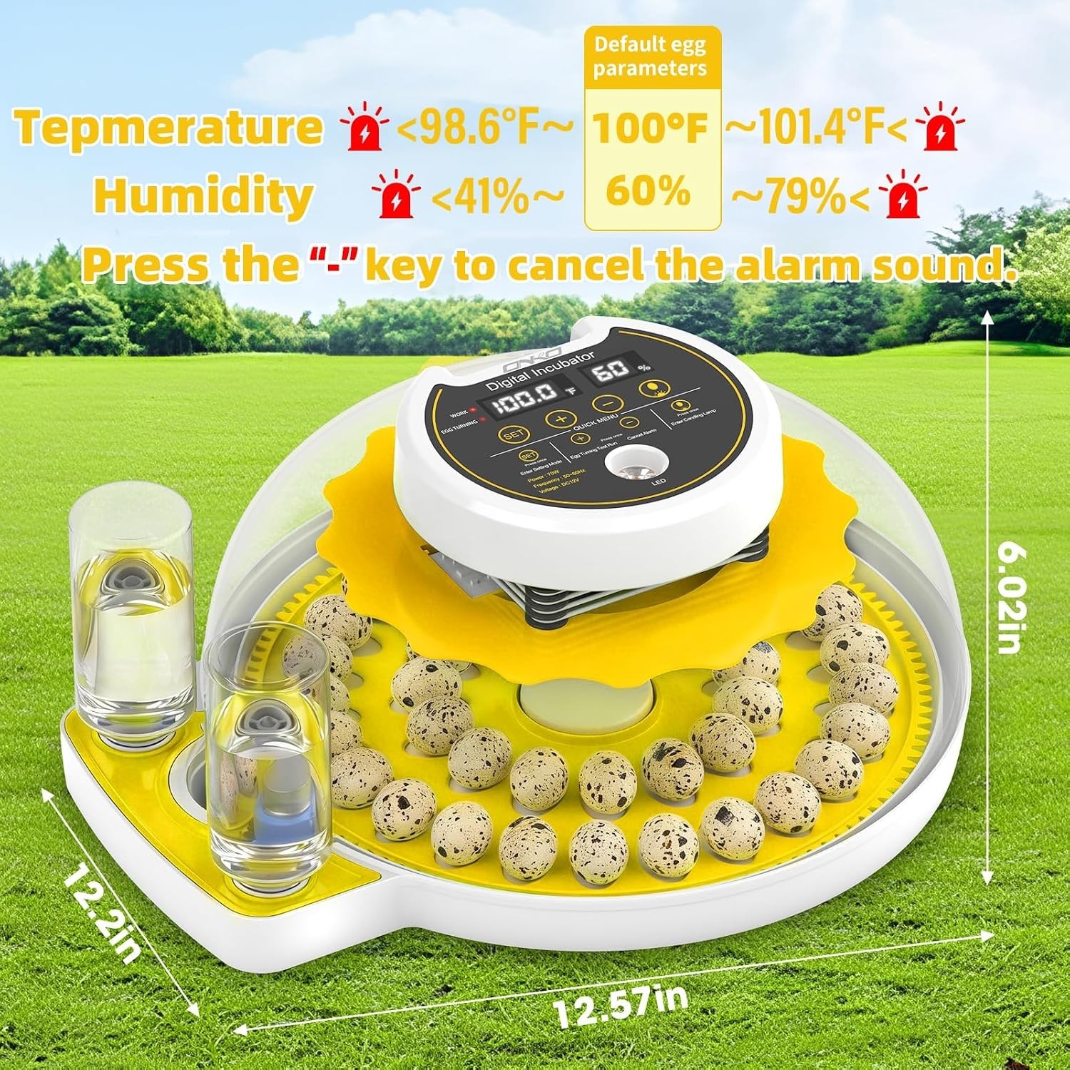 Quail Egg Incubator for Hatching Eggs with Automatic Egg Turning and Humidity...