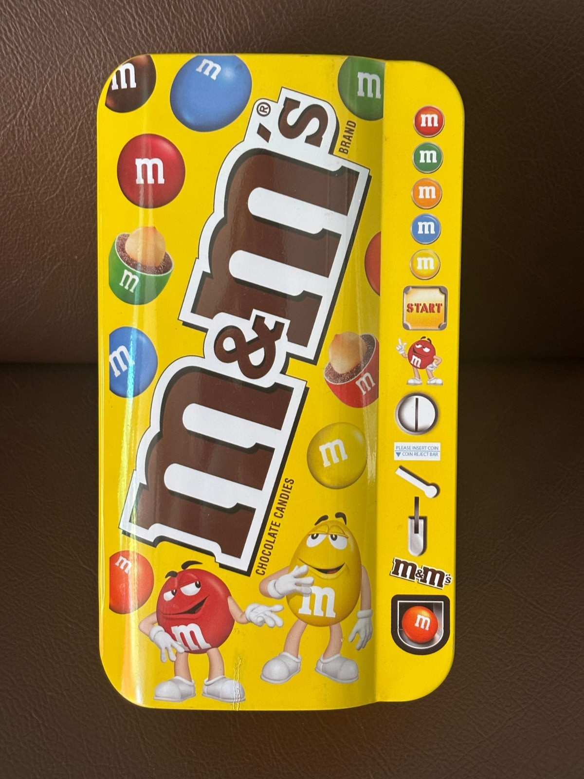 M&M's candy TIN BOX Vending Machine style from Thailand : YELLOW 2013 #A