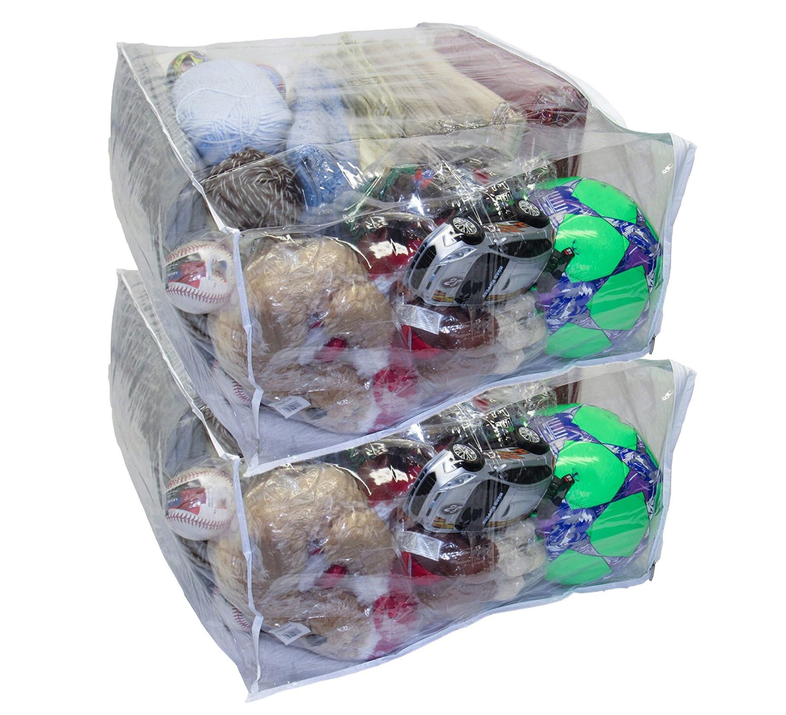 2-Pack Jumbo Heavy Duty Vinyl Zippered Storage Bags (Clear) for Sweaters, Bla...