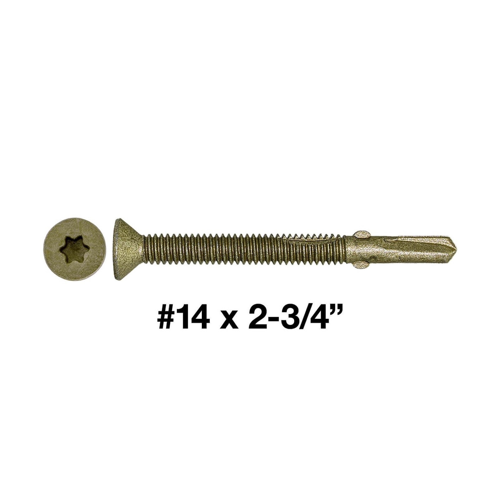 14x2-3/4 Reamer Tek Torx/Star Head Self-Drilling Wood to Metal Screws - for F...