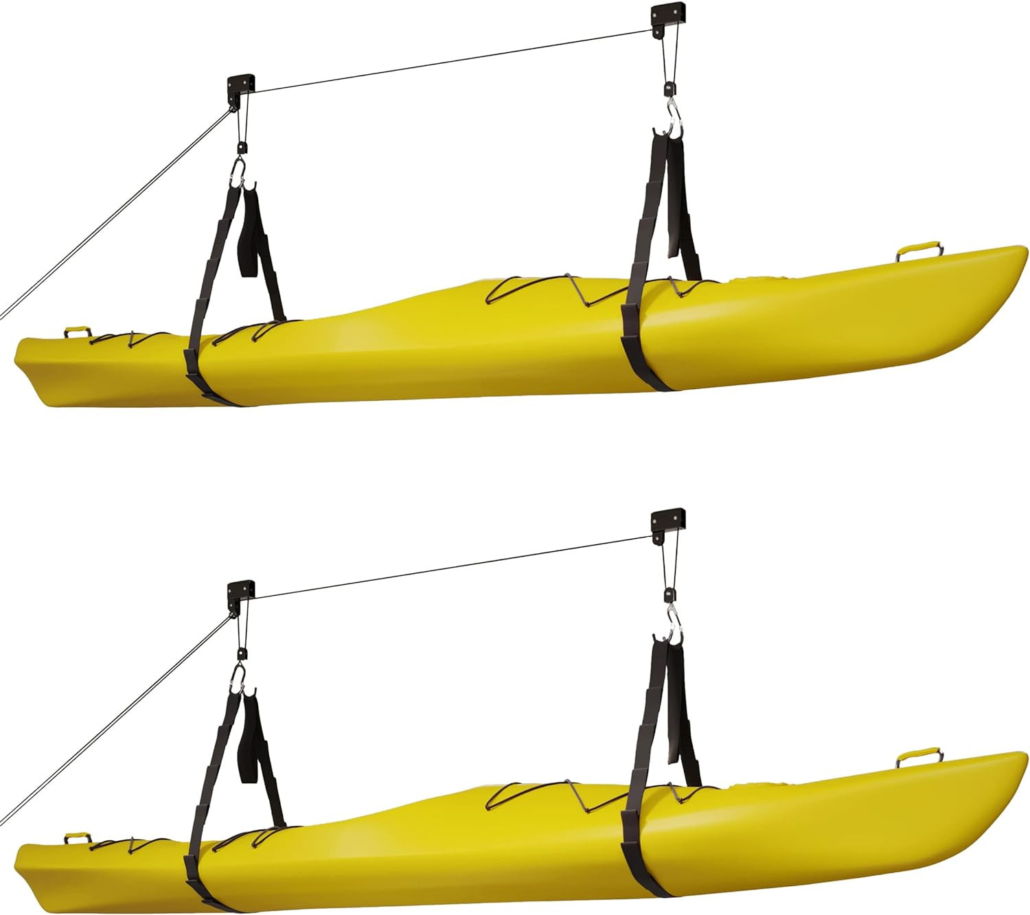 Kayak Rack Holder Set of 2 Garage Storage Boat Canoe Lift Hoist Pulley System