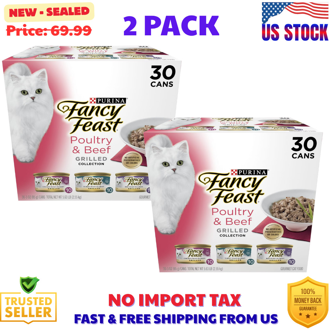 Purina Fancy Feast Grilled Kitten Wet Cat Food, Poultry & Beef 3 oz Cans 60 Pack