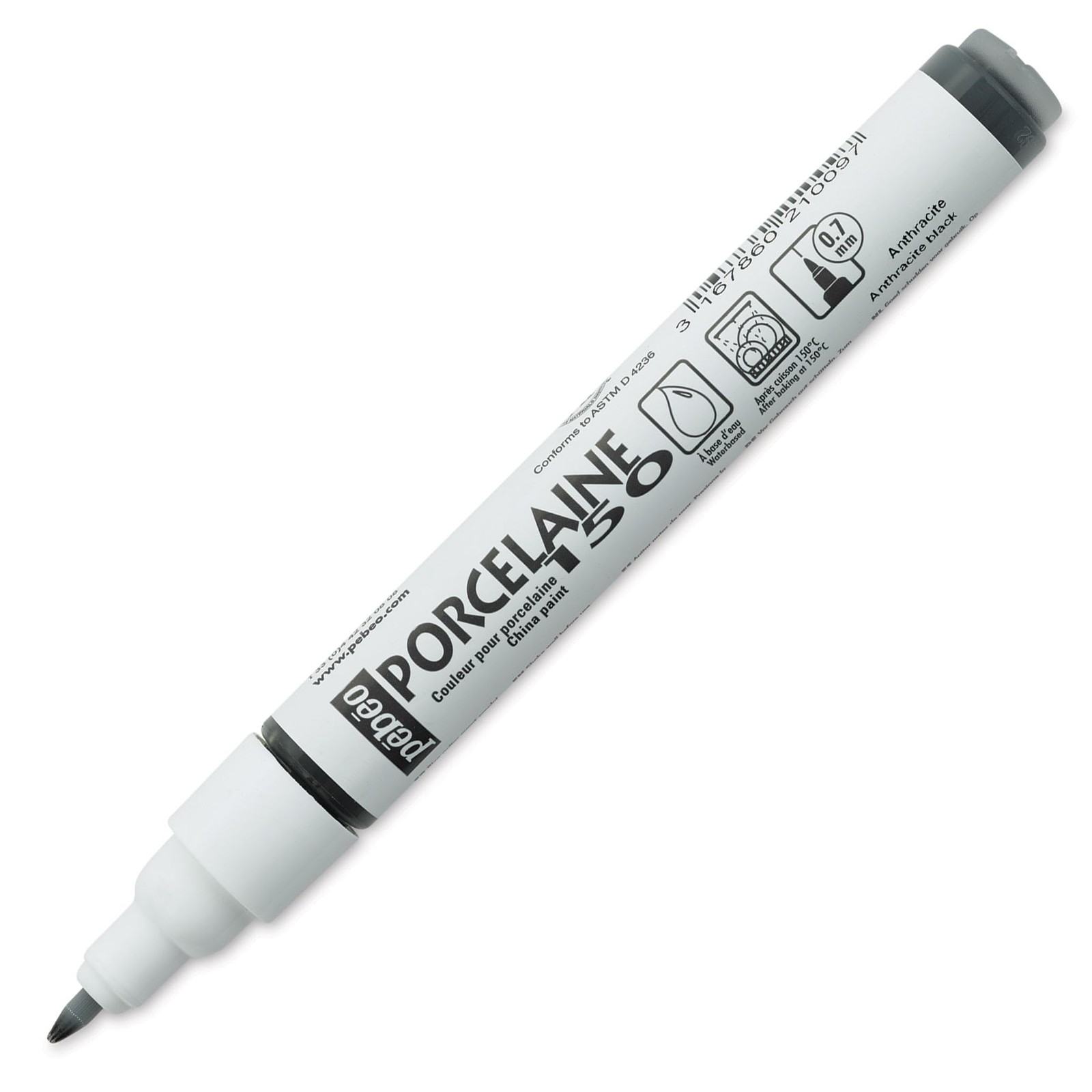Pebeo Porcelaine 150, China Paint Fine 1 Count (Pack of 1), Anthracite Black