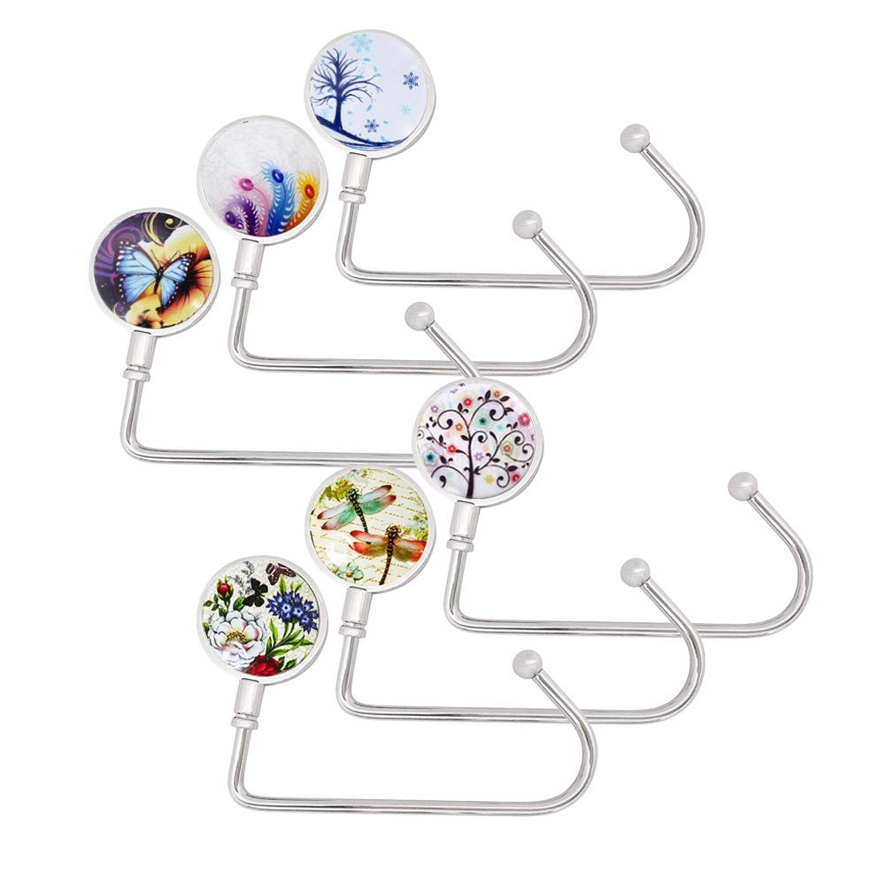 CREATIEE-PRO 6 Pack Purse Hook Long Handbag Hanger for Table Desk, 3 Styles