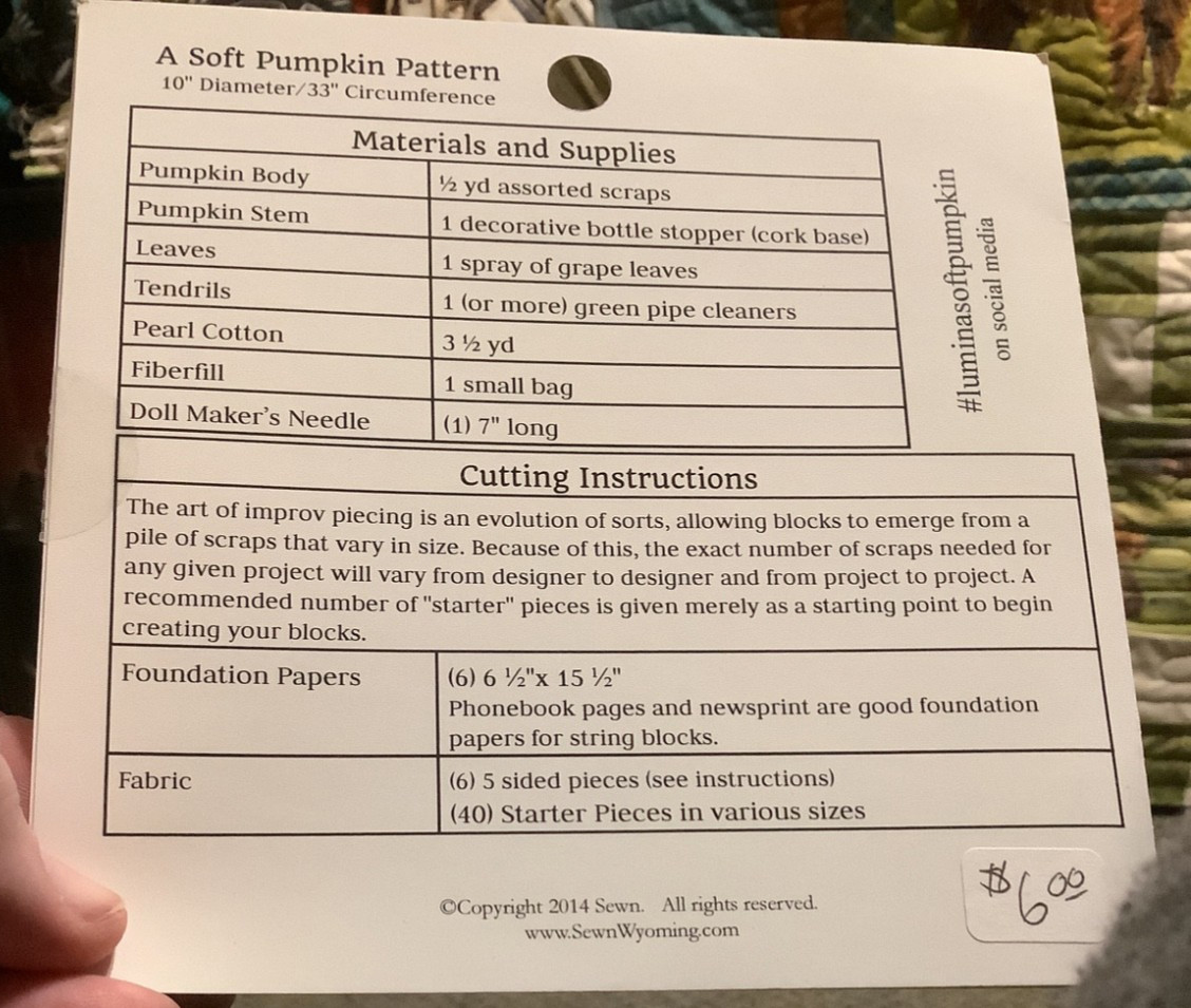 Lumina Soft Pumpkin Pattern by Sewn Wyoming