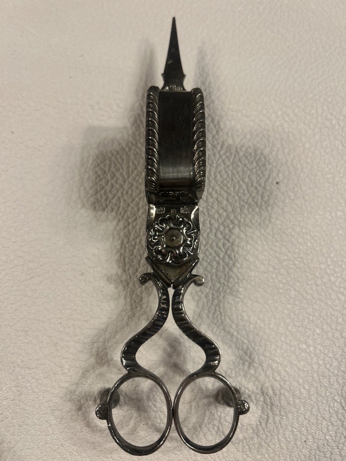 Antique Victorian Signed Gilbert Silverplate Footed CANDLE Wick SNUFFER & Tray