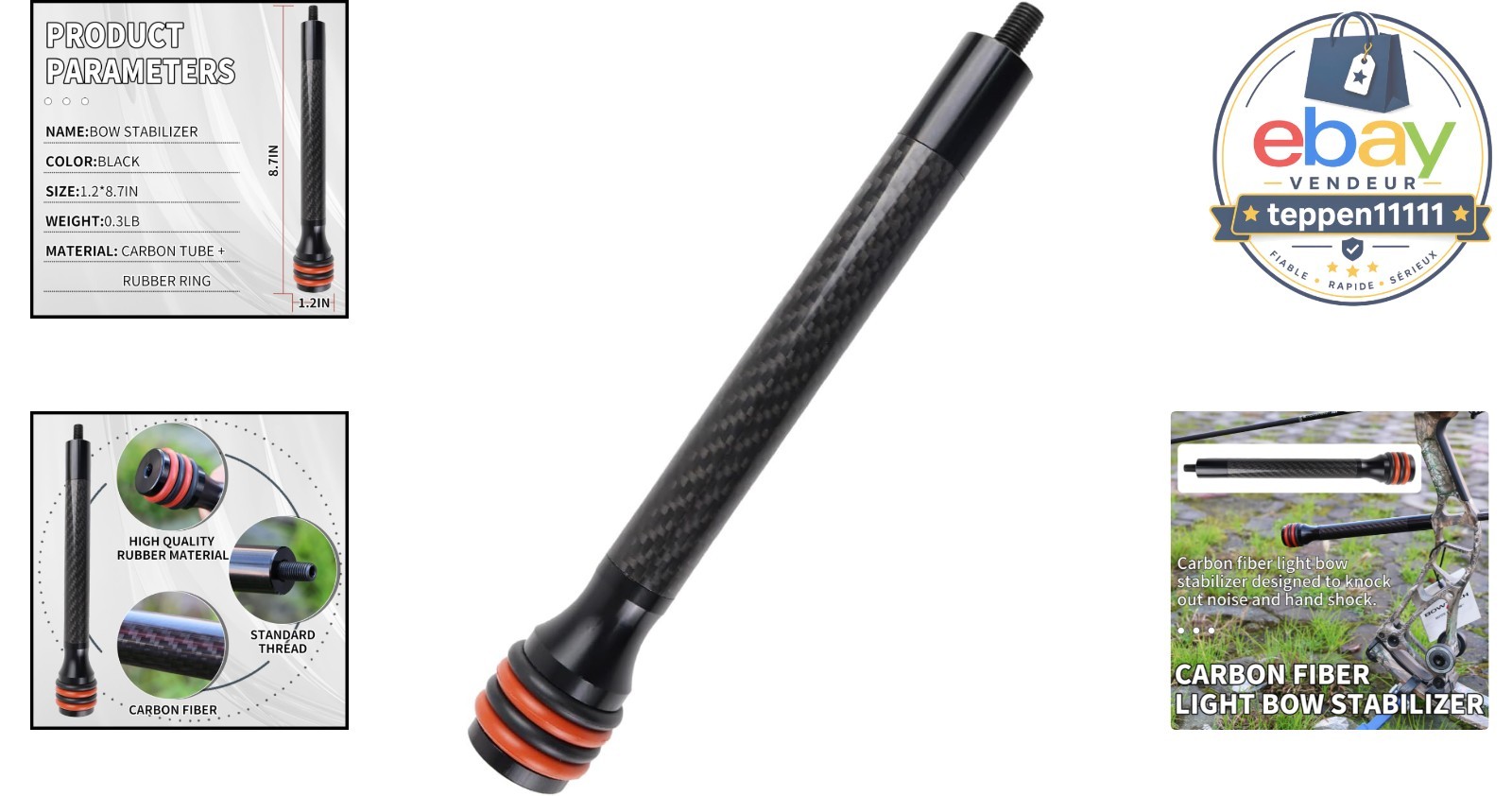 8 Inch Archery Bow Stabilizer Carbon Balance Bar Absorber