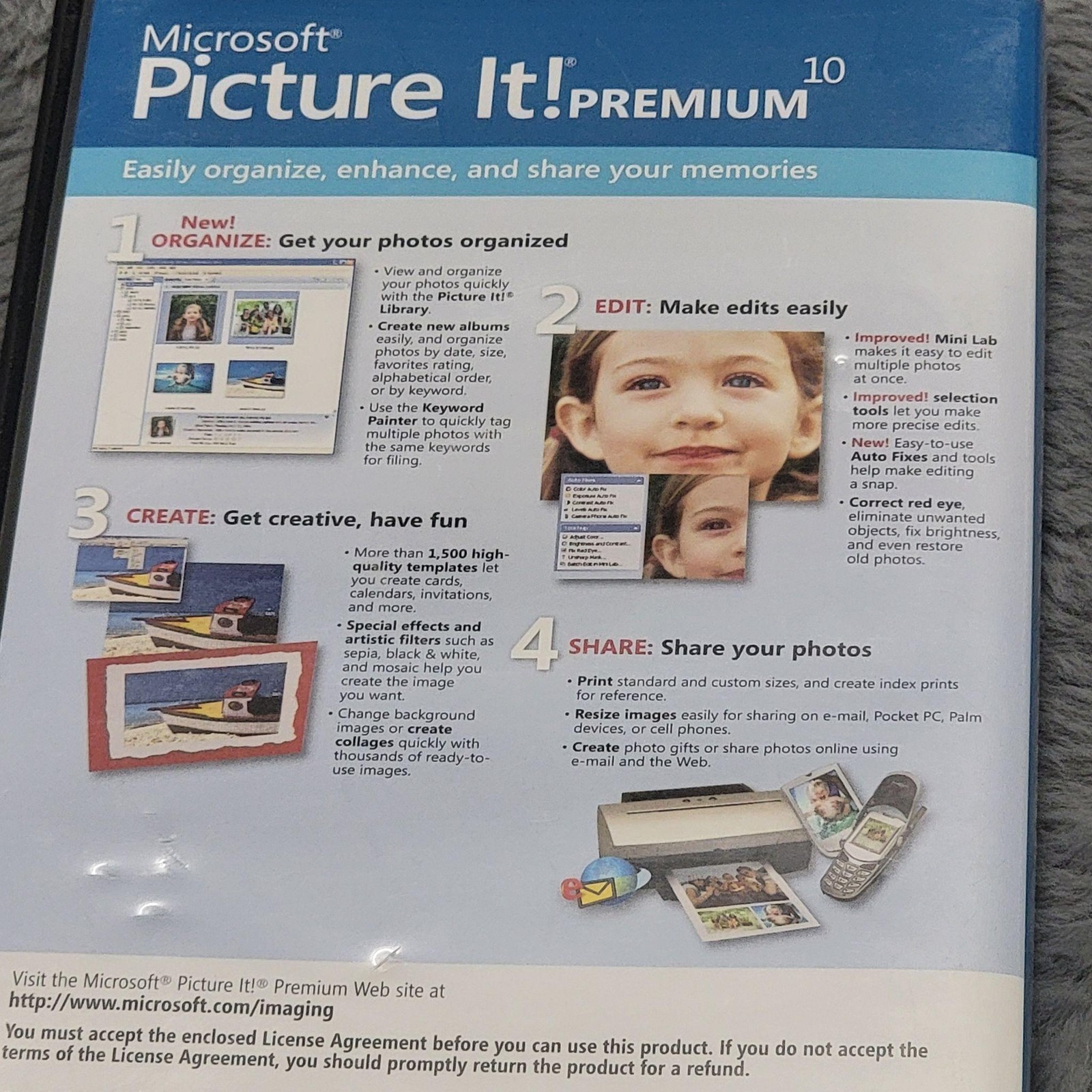 Vintage Microsoft Picture It! Premium 10 Photo Editing Software CD Windows PC