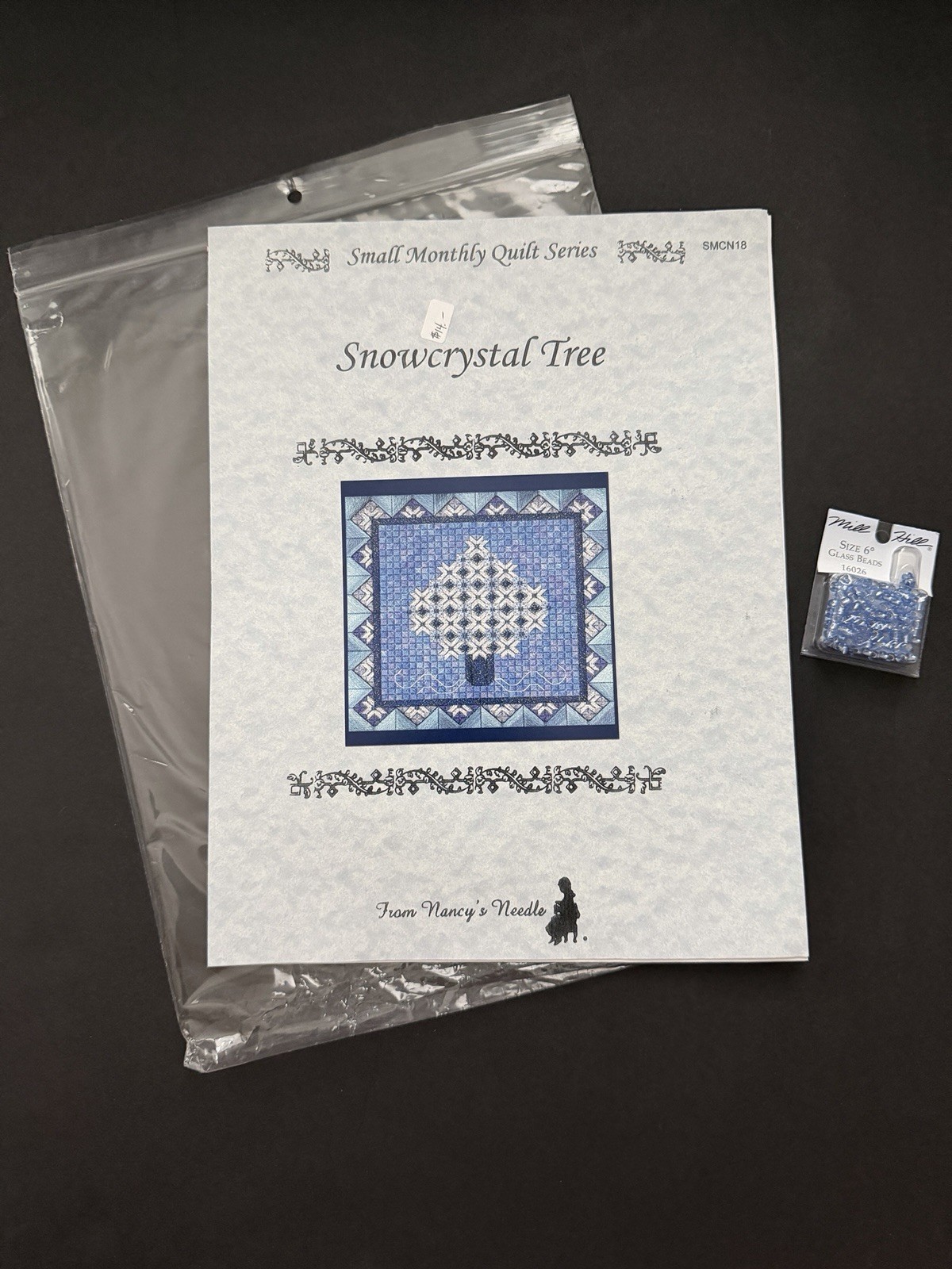 Snowcrystal Tree Cross Stitch Nancy’s Needle Small Monthly Quilt Series Beads