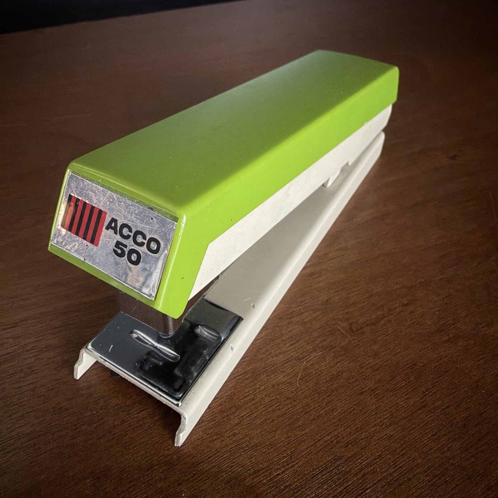 Vintage ACCO 50 Stapler Green Mid Century Office Desk Metal USA Retro