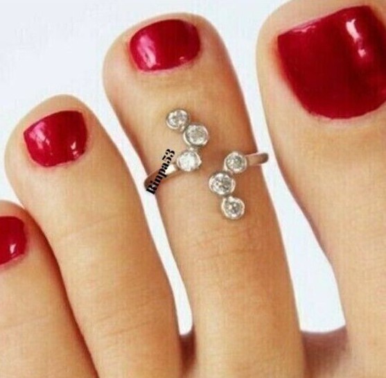 1ct Round Simulated Diamond Adjustable Women's Toe Ring 925 Silver GIFT 4 HER