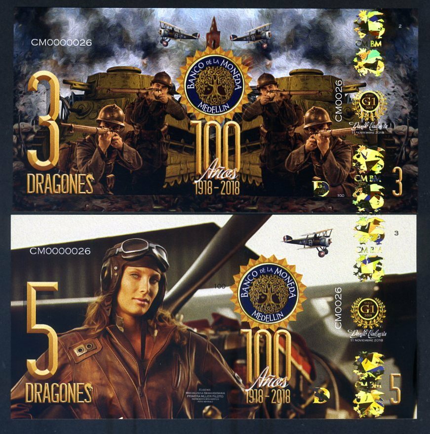 POLYMER SET, El Club De La Moneda 3;5 Dragones 2018 - WWI Centennial