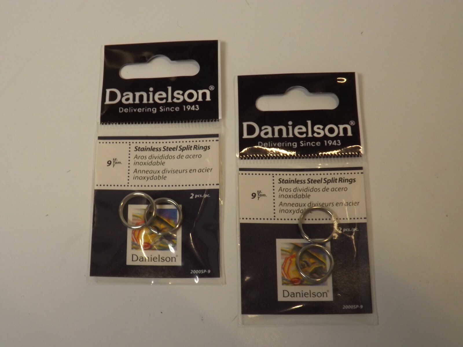 DANIELSON 2000SP-9 Stainless Split Rings Size - 9   2 packs of 2 ea