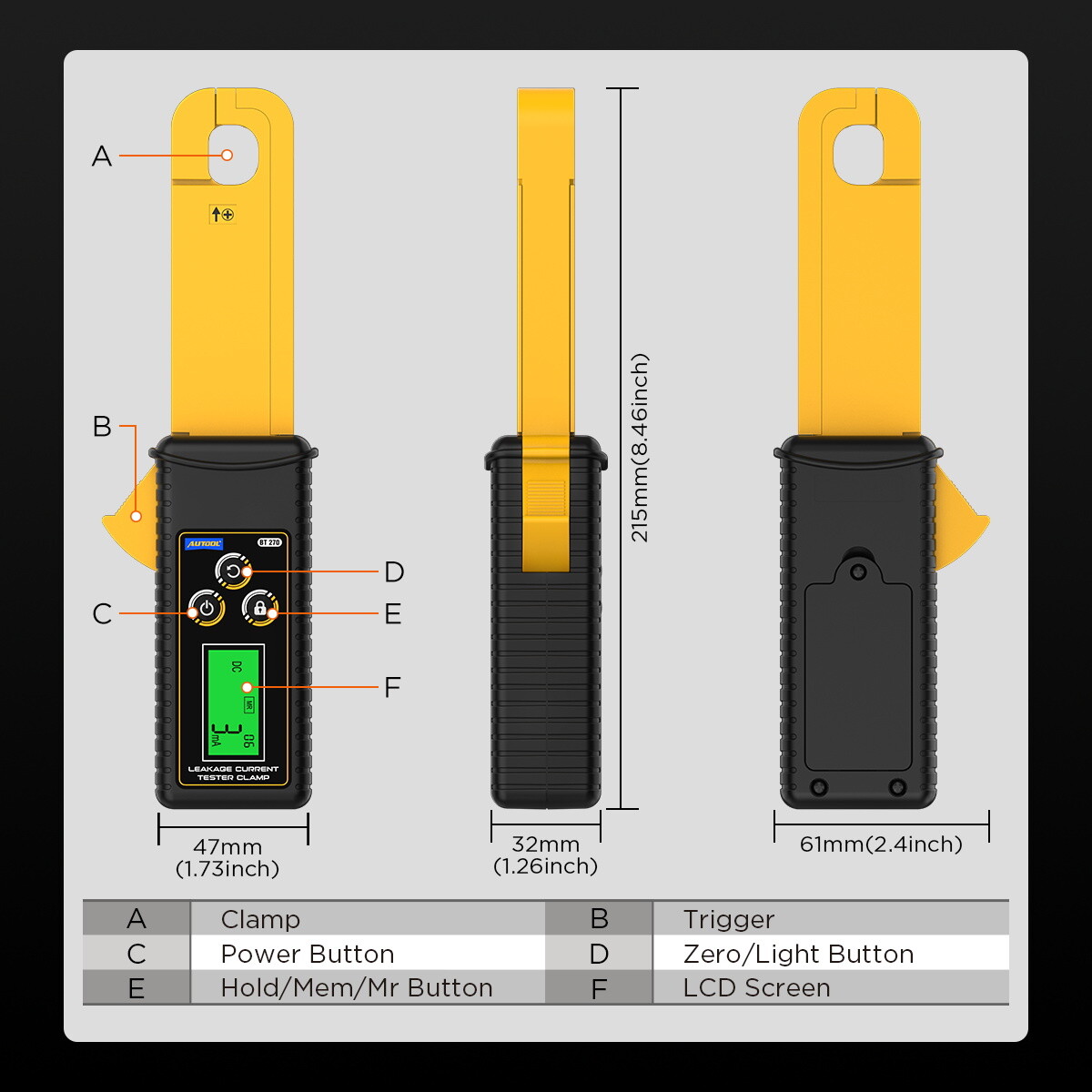 Handheld Digital Leakage Current Clamp Meter AC DC Wireless Low Current Clamp