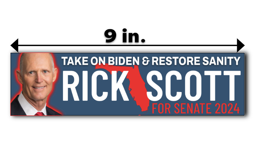 Rick Scott Senate 2024 Bumper Sticker Political Florida Republican Trump 9"