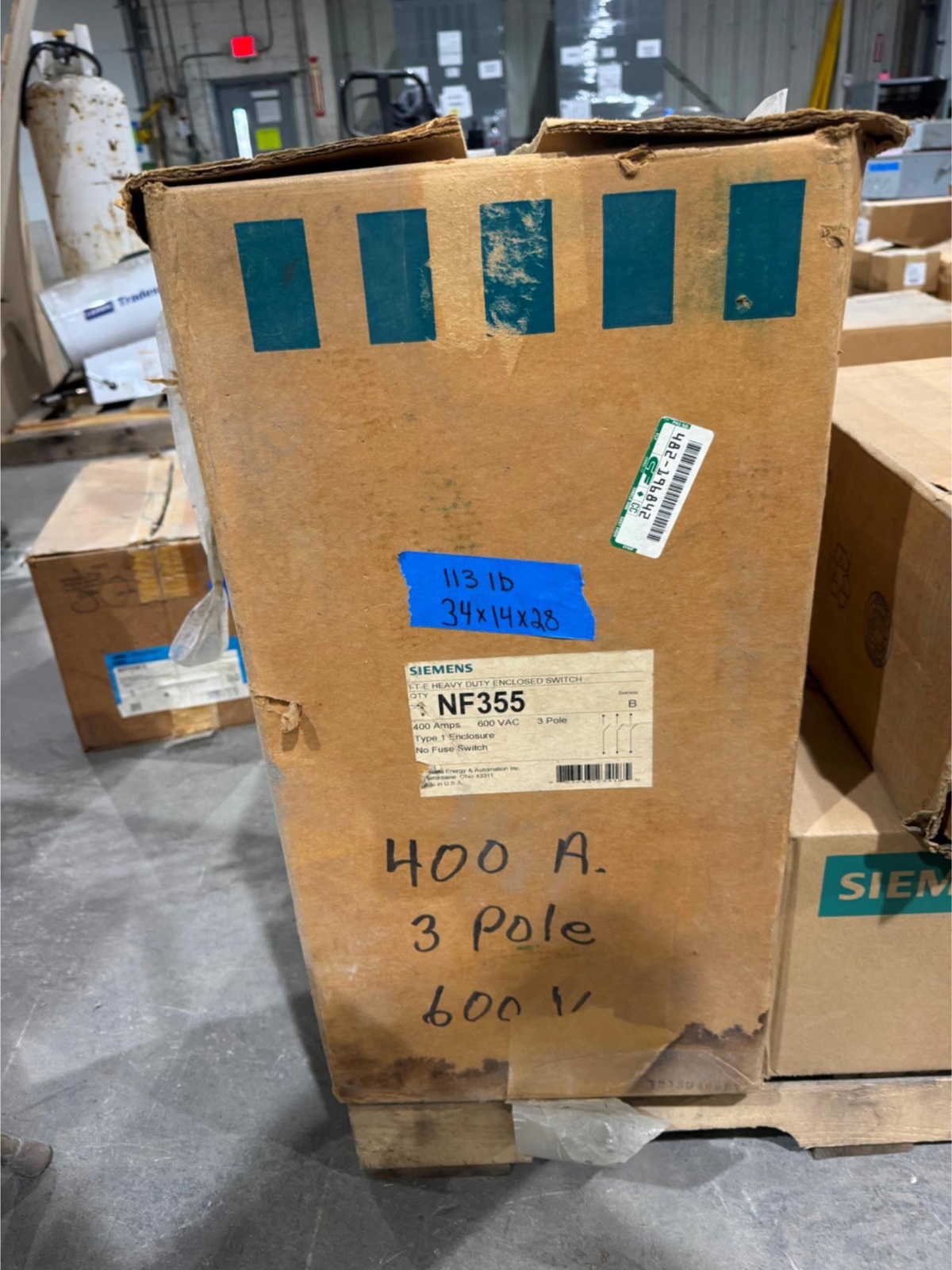 New SIEMENS  NF355 400 Amp SAFETY DISCONNECT FUSED FUSIBLE Switch 3 PHASE 600V