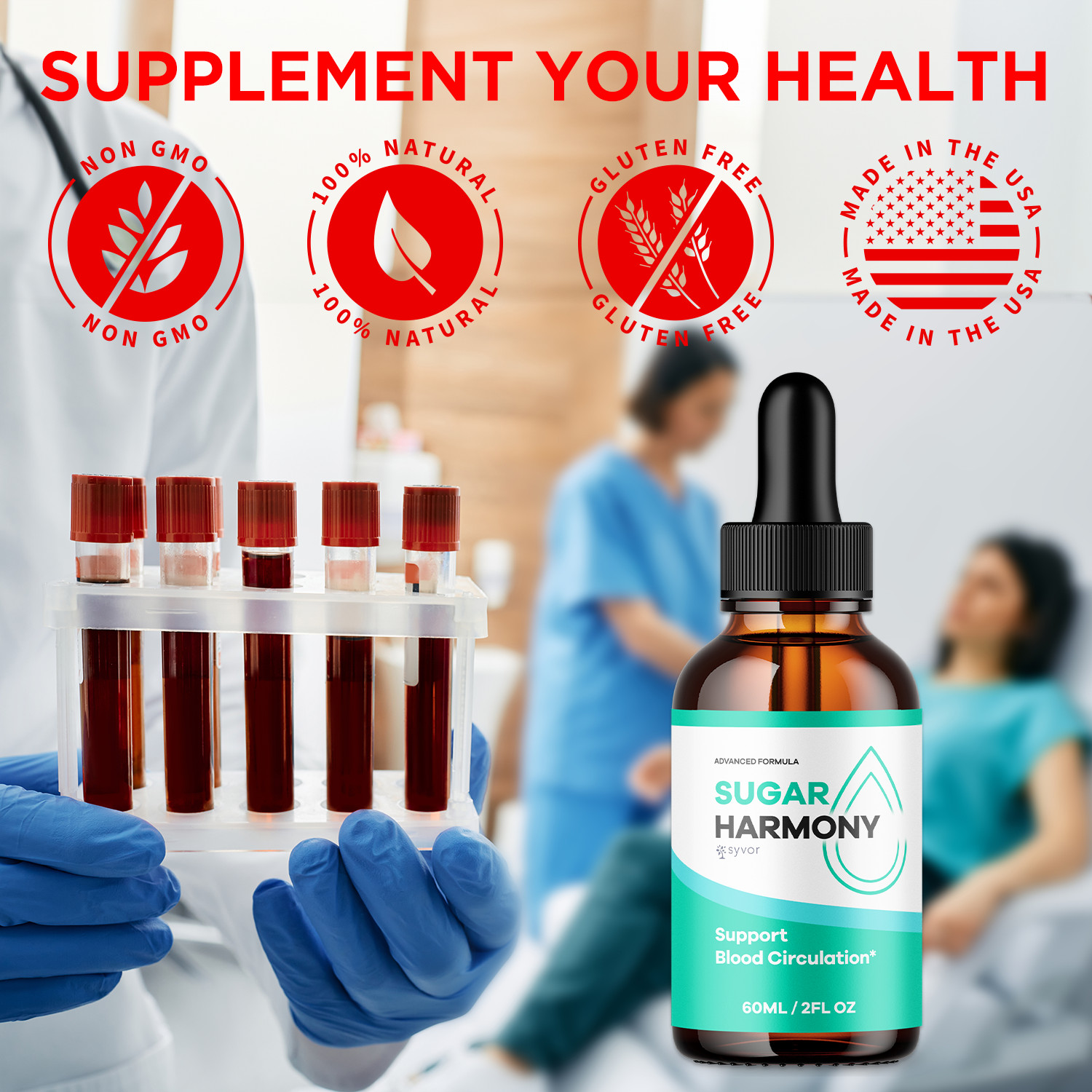 (2 Pack) Sugar Harmony Blood Support Drops Advanced Vitamin Supplement 60 Servs