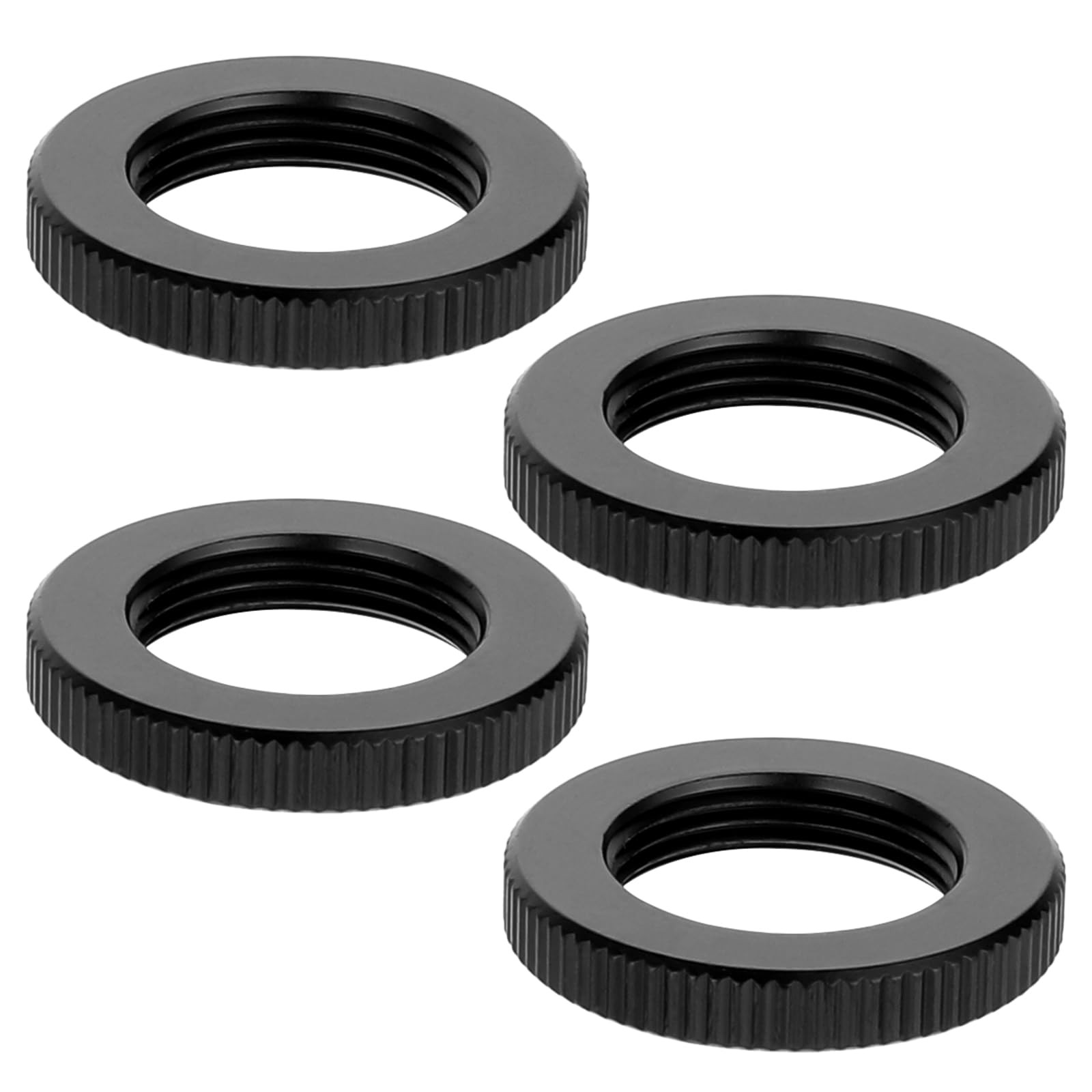 4 Pcs Knurled Lock Microphone Stand Nut 5/8"-27 Double 2.5cm x 0.4cm, Black