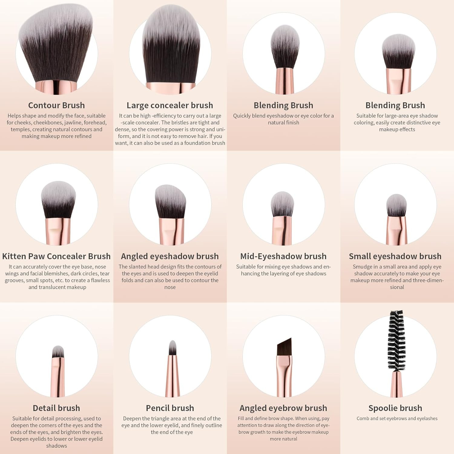 Makeup Brushes 6Pieces Double Sided Makeup Brushes Set Professional Foundation E