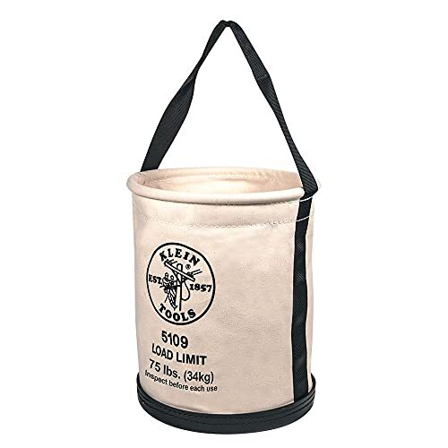 Klein Tools 5109 Canvas Bucket, Wide-Opening Tool Bucket w/ Black Molded Bottom