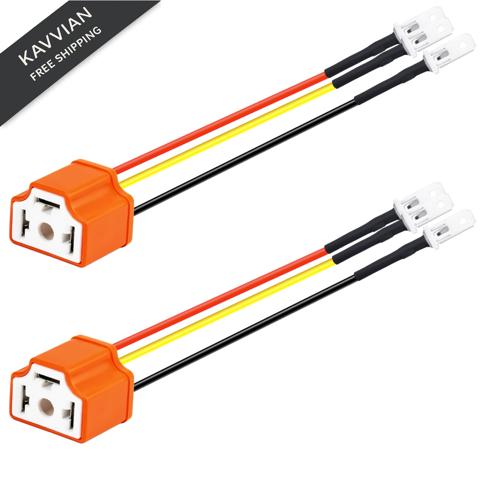 2 PCS H4 HB2 9003 Headlight Socket Wire Connector, 16AWG Ceramic Multicolored