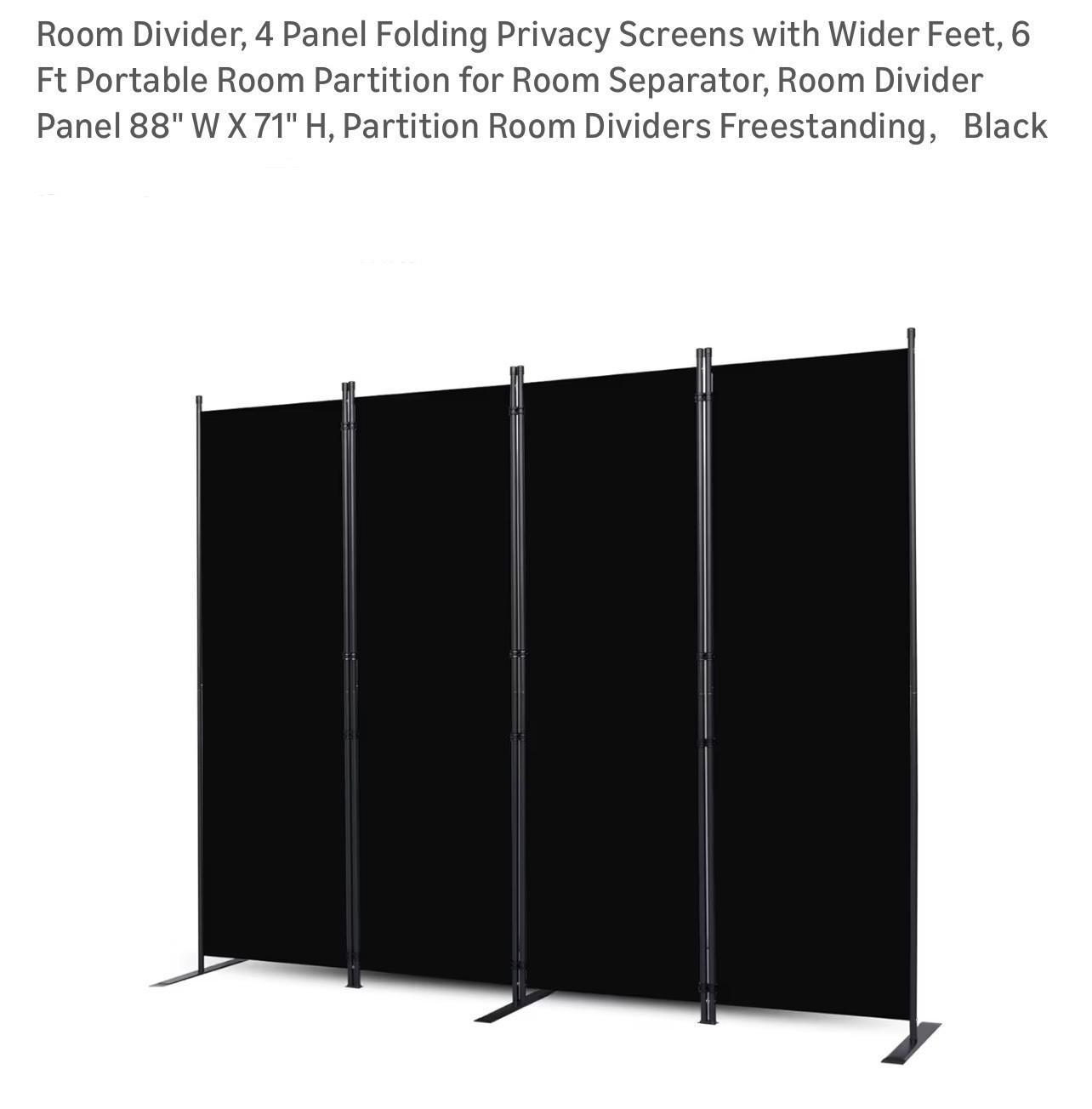 CHOSENM Room Divider 4 Panel Folding Privacy Screens with Wider Feet 6 Ft Por...