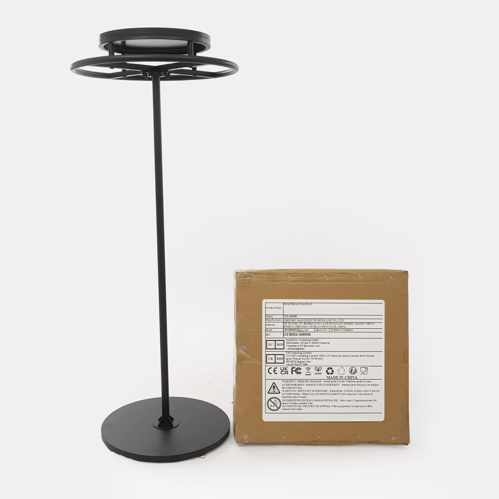 Round Clothing Rack Floor Standing Clothes Hanging Rack Garment Display black