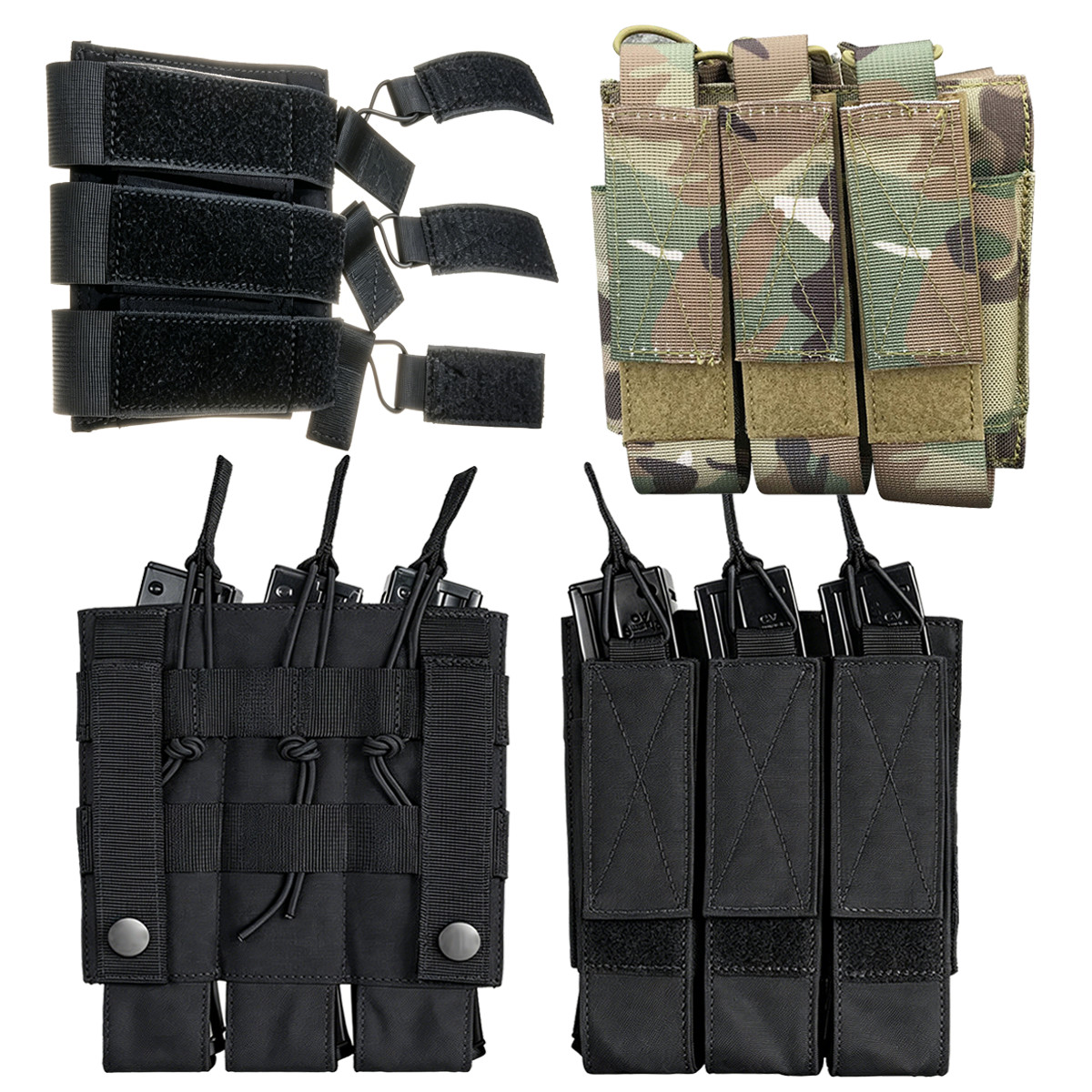 Triple Mag Pouches Tactical Open Top Magazine Molle Pouch  for MP5/7/9 Magazines