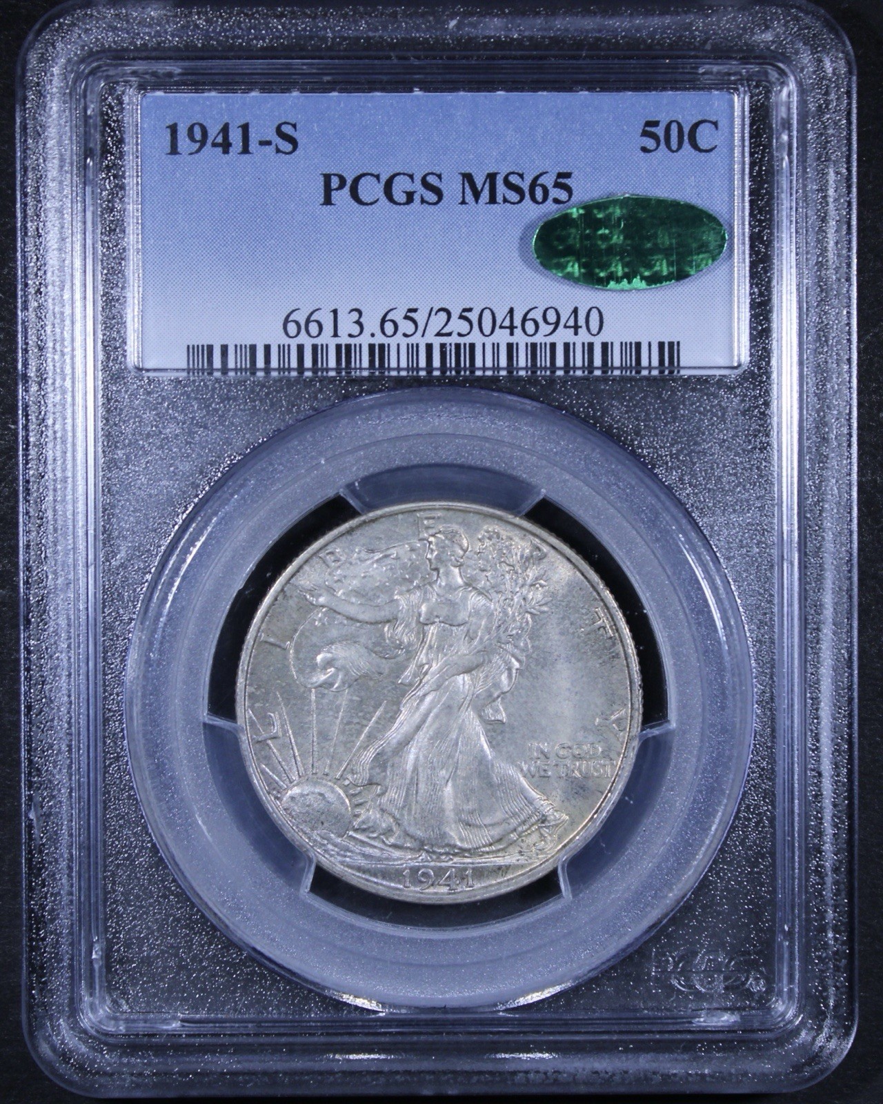 1941-S Walking Liberty Half Dollar - 50c PCGS MS65 CAC ✅ - Beautiful Example!