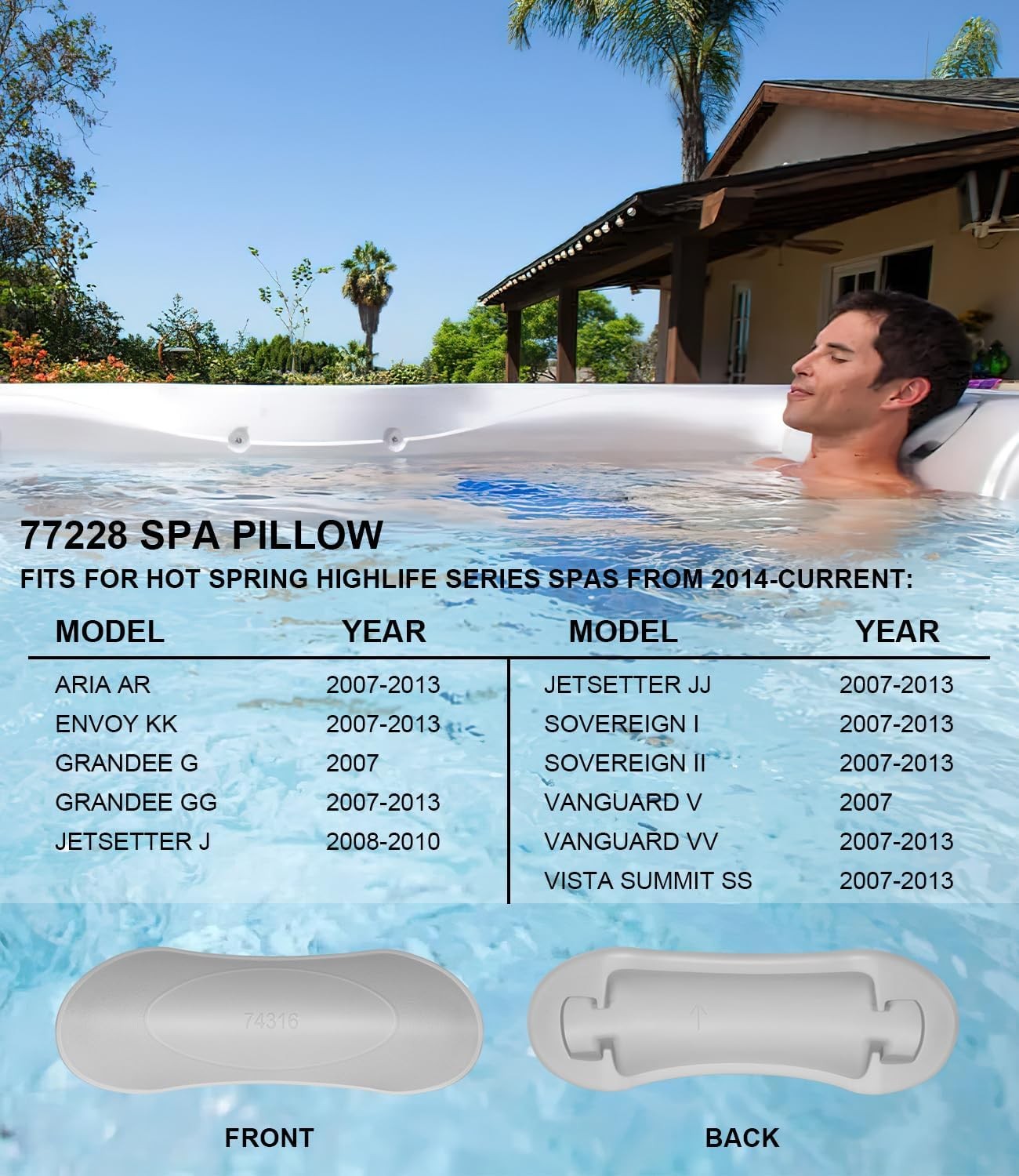 3PCS 74316 74317 Hot Tub Spa Pillow for 2007-2013 Hot Spring Highlife Aria Envoy
