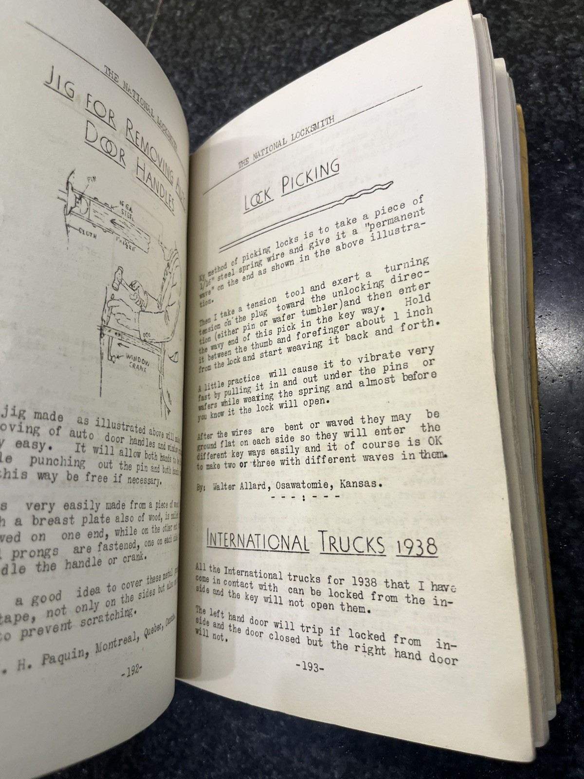 Dec 1938 The National Locksmith Hand Book Codes Book