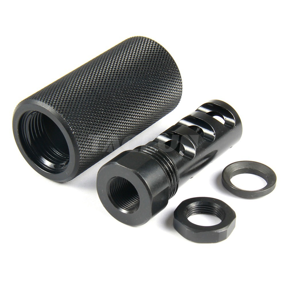 Muzzle Brake 1/2x28 TPI for .22lr/.223/556 + Sound Forwarder Sleeve