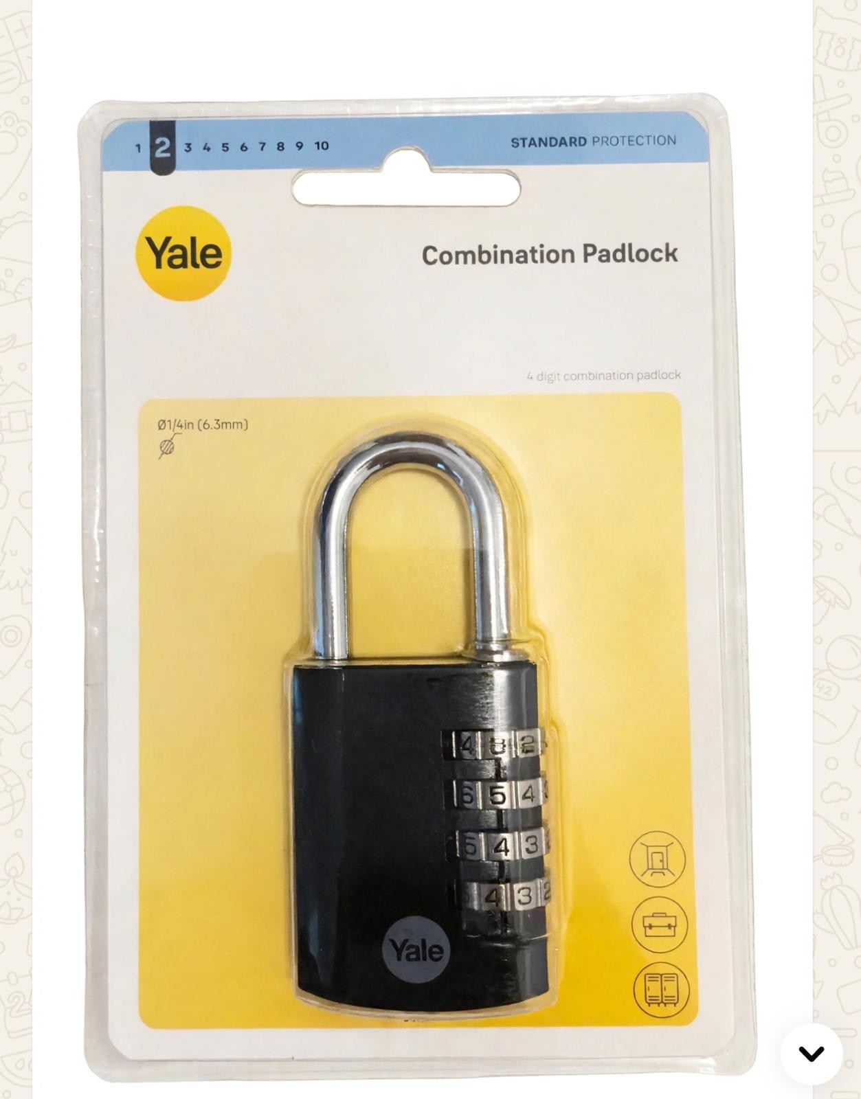 Yale YE3CB-38-131-1-BK Combination Padlock, 4 Digit, Standard Security