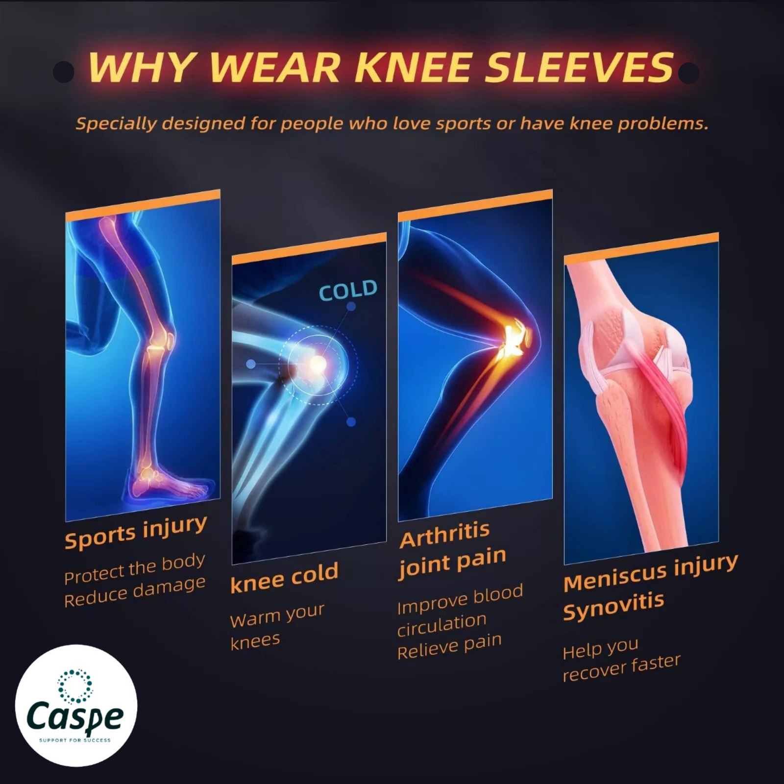2Pcs Compression Sleeve Knee Brace Support Protector Arthritis Joint Pain Relief