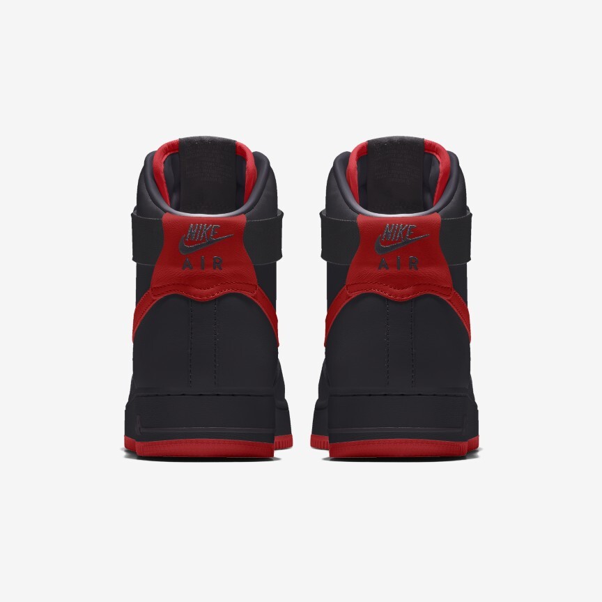 Nike Air Force 1 High Leather Black Red Swoosh All Sizes New Classic Boot