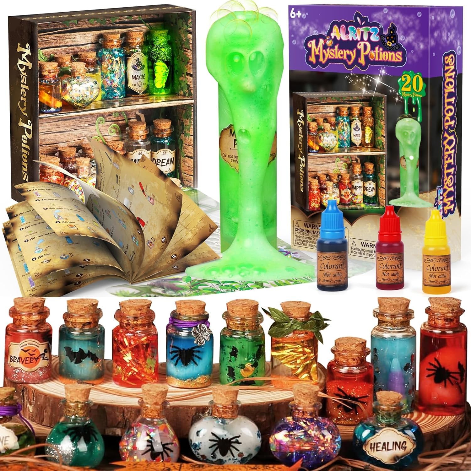 Alritz Mystery Potion Kits for Kids, 20 Magic Mix Witch Medium, Multicolor
