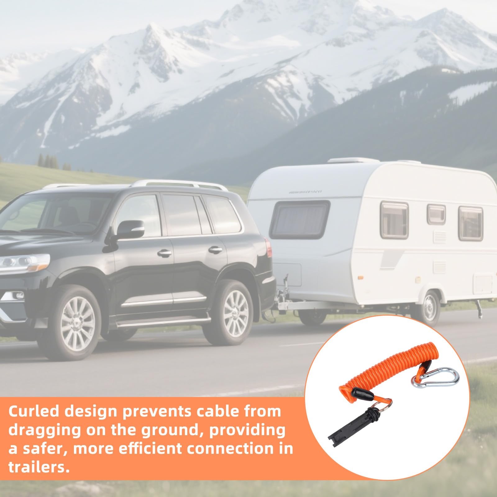 Trailer Brake Away Cable, 6ft High Rebound Spring Emergency Safety Cable Stra...