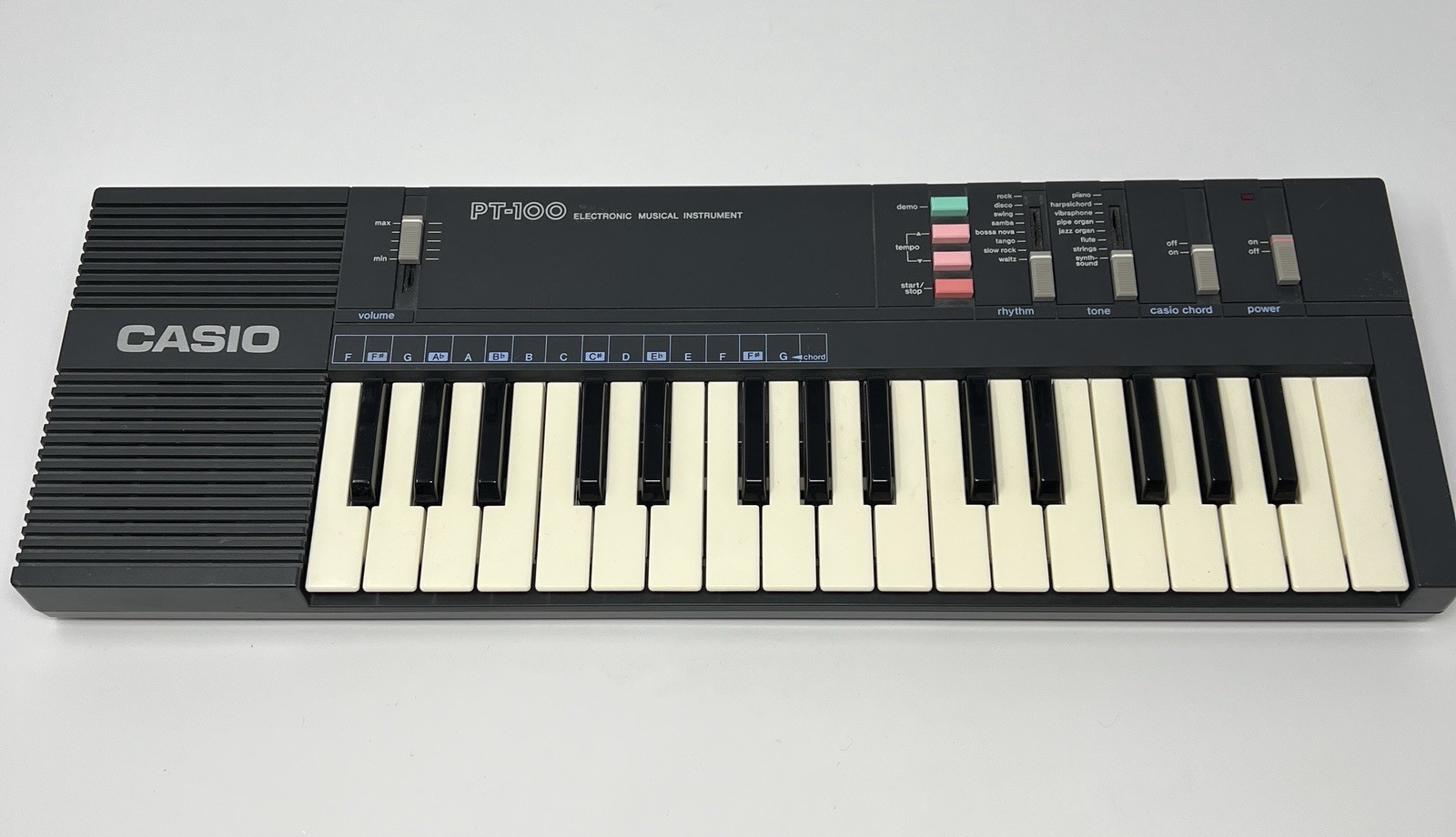 Vintage Casio PT-100 Electronic Keyboard Synth Piano Tested Works No AC Adapter