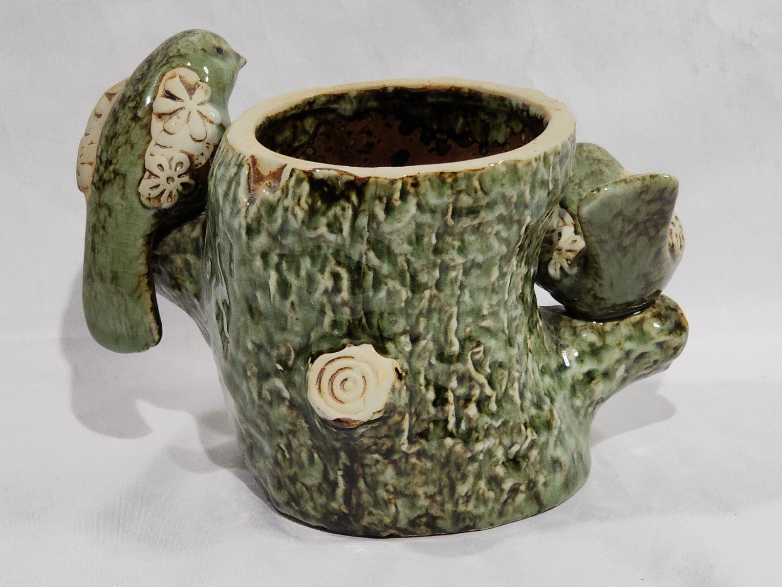 Ceramic Bird Stump Planter