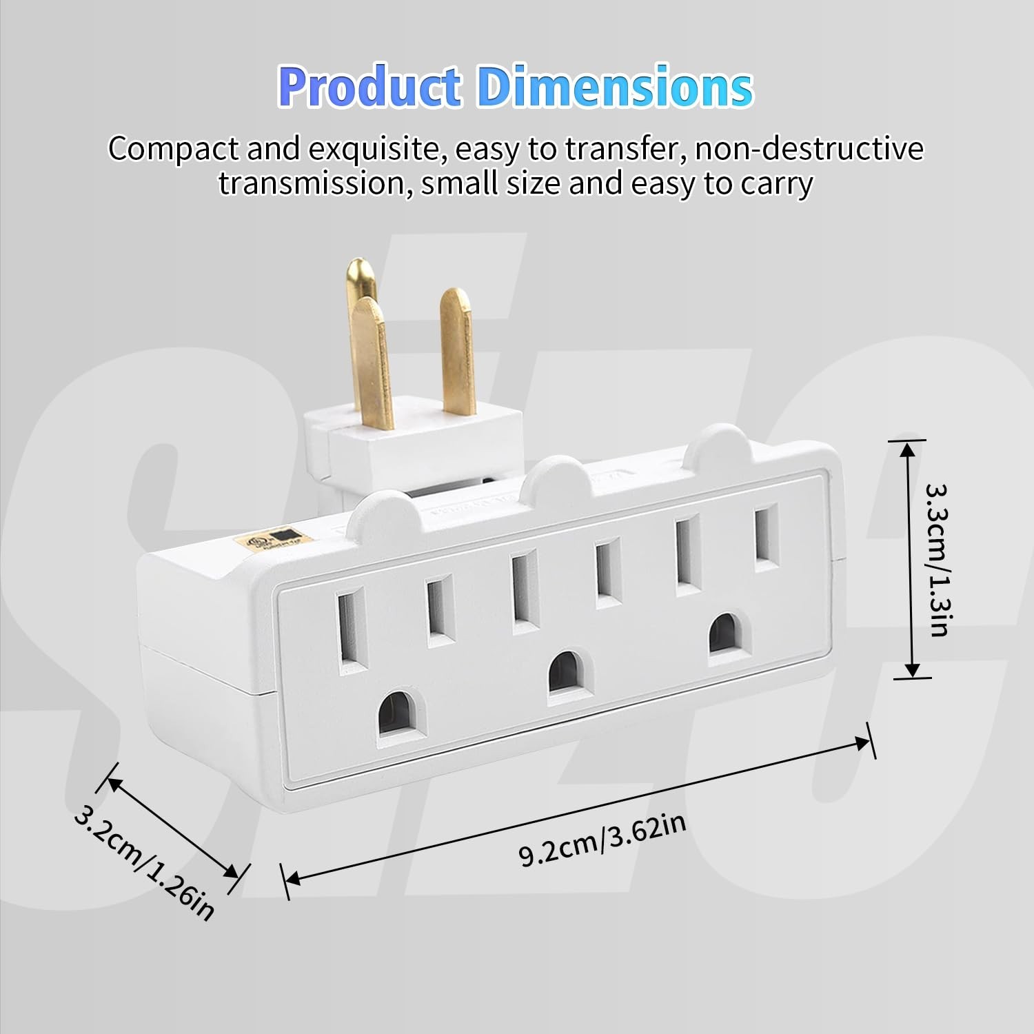 3 Plug Wall Adapter, 2-Pack 3 Outlet Adapter Grounded 180 Degree Swivel Wall ...