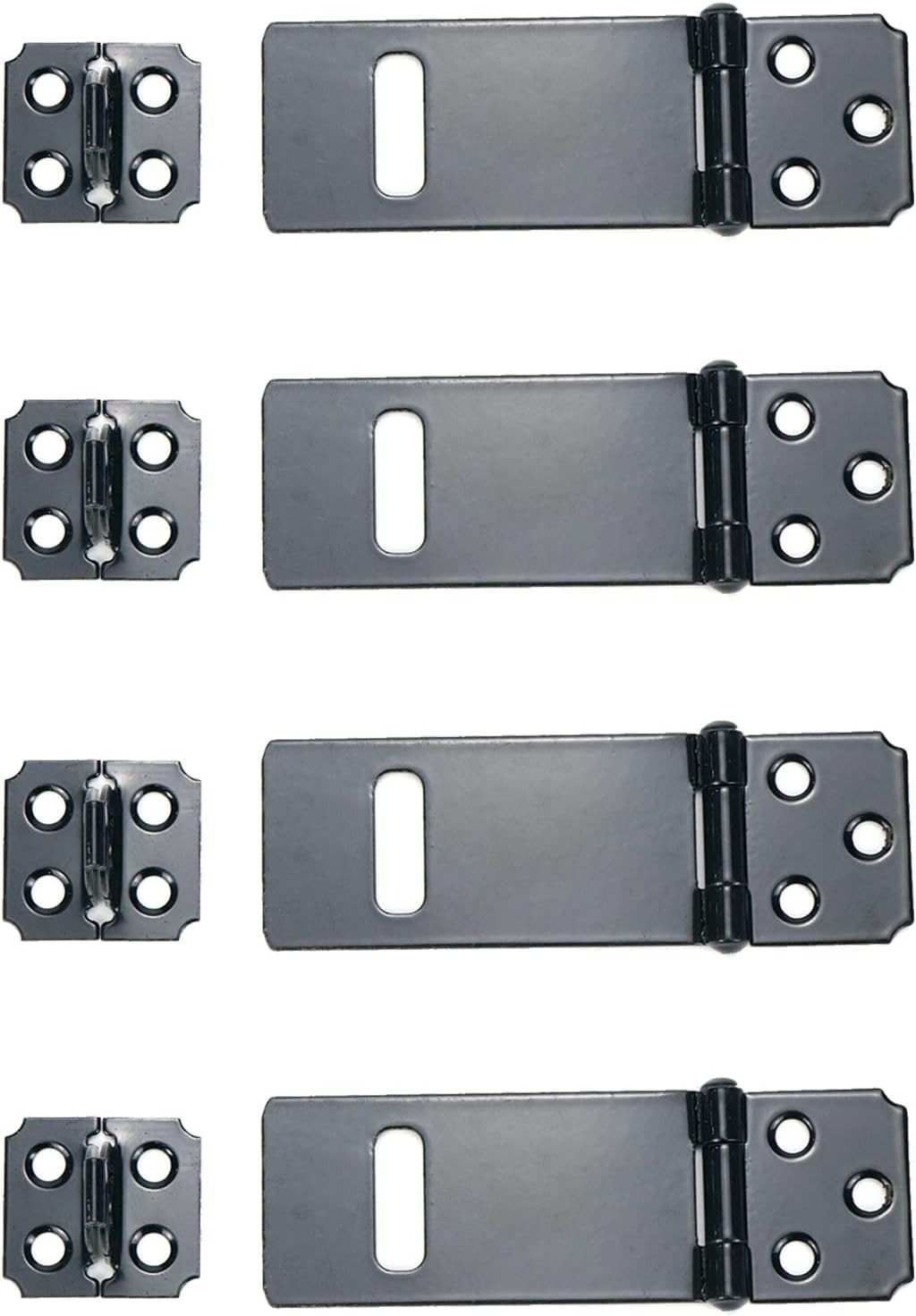 4Pcs 3Inch Black Padlock Hasp,Door Slide Latch Locks Black Painted Iron Lock ...