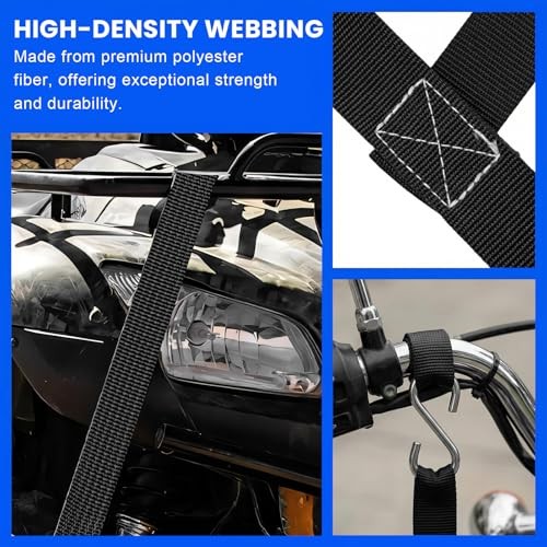 Soft Loop Tie Down Straps, 440Lbs Load Capacity Loops 661Lbs 8 PCS Black