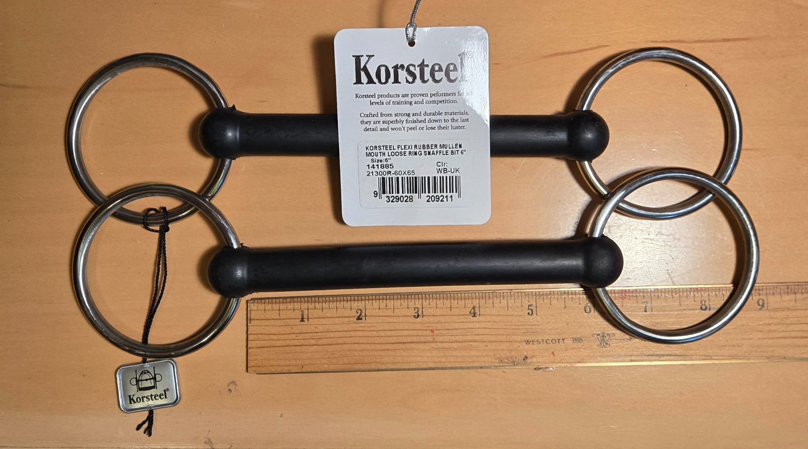 TWO! Brand New Korsteel 6" Rubber Mullen Mouth Loose Ring Snaffles Horse Bits