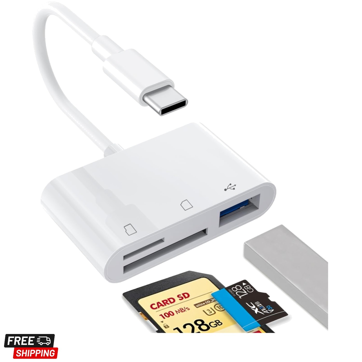 1PCS USB C to SD Card Reader, SD/TF/USB 3-in-1 Memory Card Reader, Compatible...