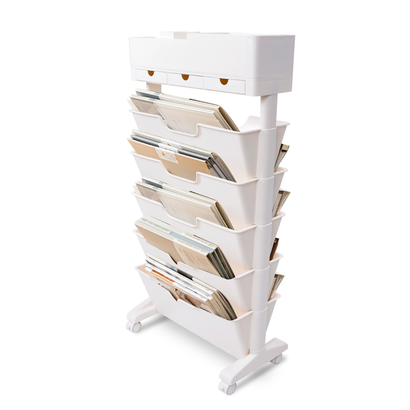 Preassembled Storage Cart with Wheels for Books, Magz, Flyers and Office Supply