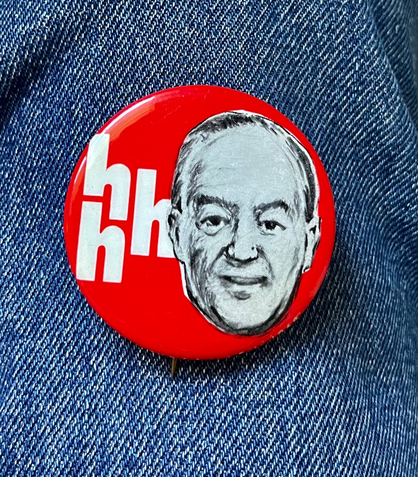 1968 Hubert H Humphrey For President Caricature 2" Cello Pinback