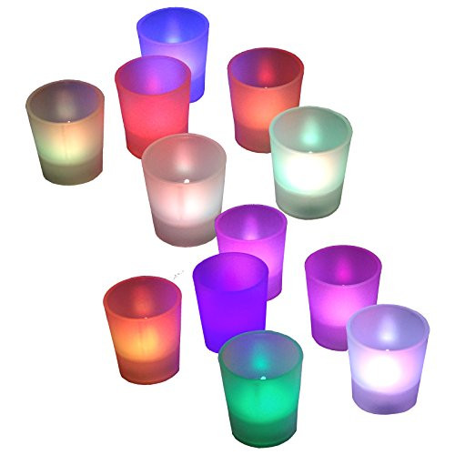 12 pieces Multicolor Votive Tea Light LED Flameless Wedding Party Table Decor...