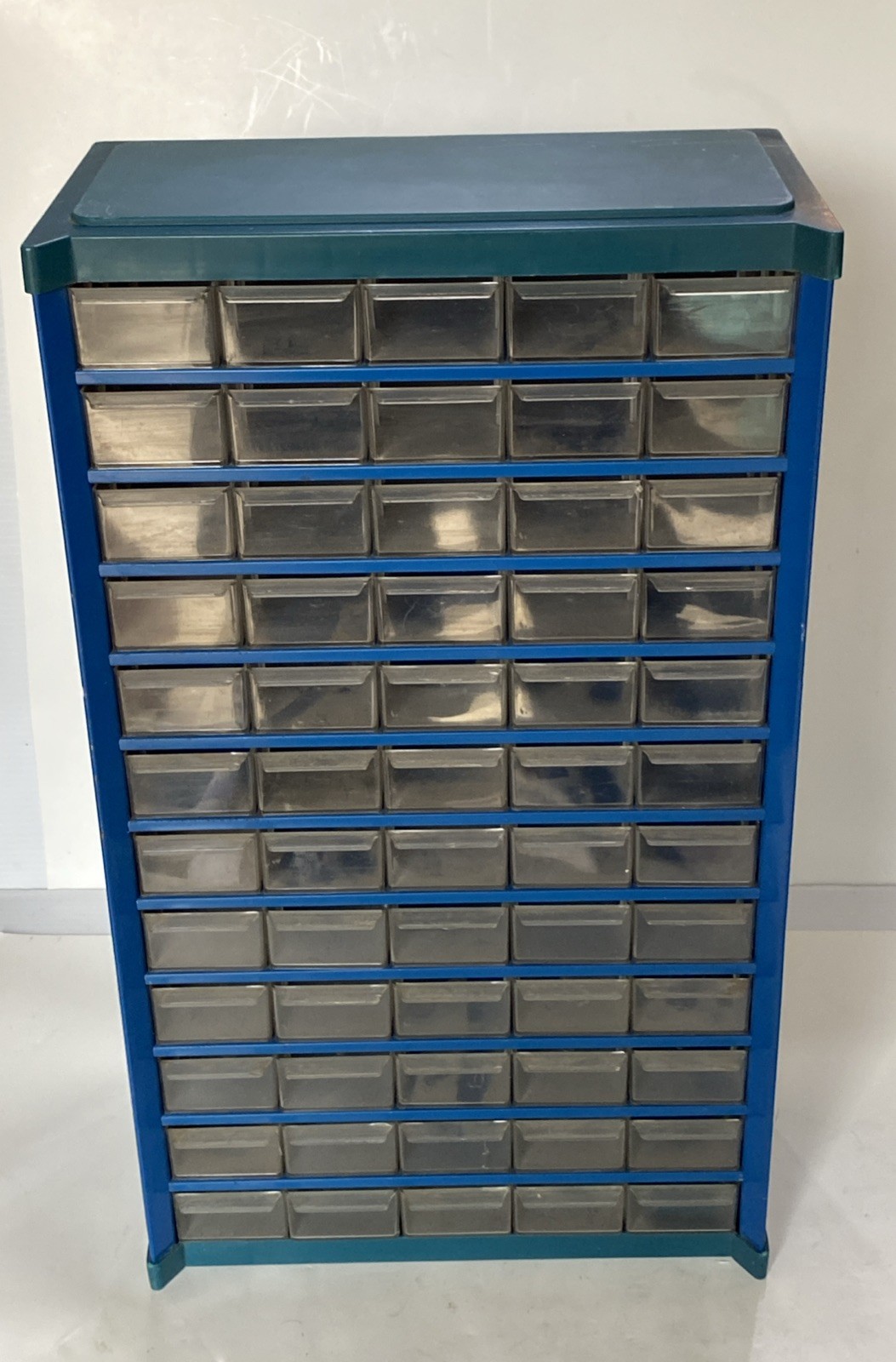 Great Organizer Blue Metal 60 Plastic Drawers Storage Organizer Cabinet 21” Tall