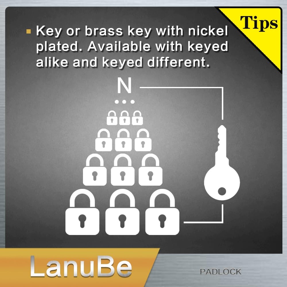 Lanube Lock Laminated Keyed Padlock 1-9/16 40Mm Keyed Alike Locks Long