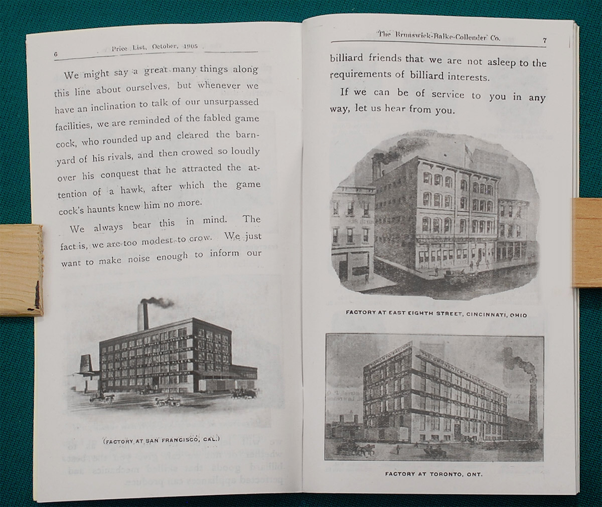 Reproduction of Rare 1905 BBC Billiard Price List/Catalog No. 1488